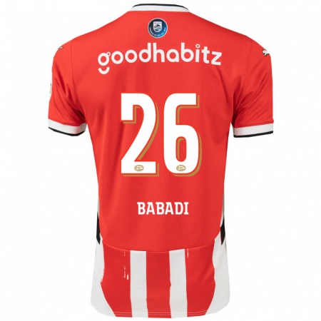 Kandiny Gyermek Isaac Babadi #26 Piros Fehér Hazai Jersey 2024/25 Mez Póló Ing