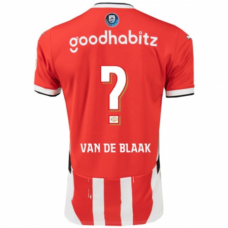 Kandiny Gyermek Emmanuel Van De Blaak #0 Piros Fehér Hazai Jersey 2024/25 Mez Póló Ing