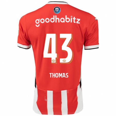 Kandiny Gyermek Kealyn Thomas #43 Piros Fehér Hazai Jersey 2024/25 Mez Póló Ing