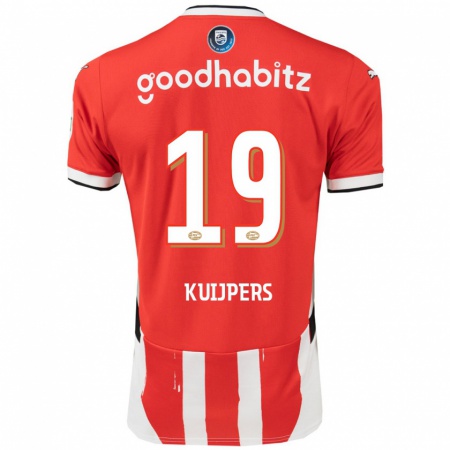 Kandiny Gyermek Jeslynn Kuijpers #19 Piros Fehér Hazai Jersey 2024/25 Mez Póló Ing