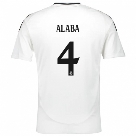 Kandiny Gyermek David Alaba #4 Fehér Hazai Jersey 2024/25 Mez Póló Ing