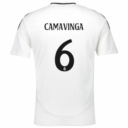 Kandiny Gyermek Eduardo Camavinga #6 Fehér Hazai Jersey 2024/25 Mez Póló Ing