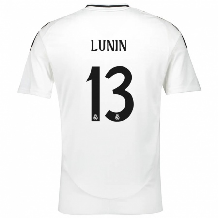 Kandiny Gyermek Andriy Lunin #13 Fehér Hazai Jersey 2024/25 Mez Póló Ing