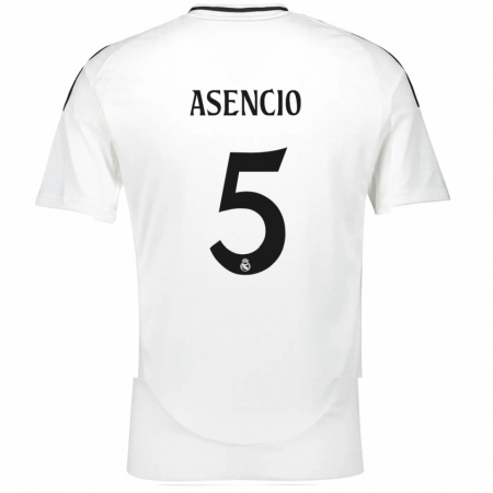 Kandiny Gyermek Raúl Asencio #5 Fehér Hazai Jersey 2024/25 Mez Póló Ing