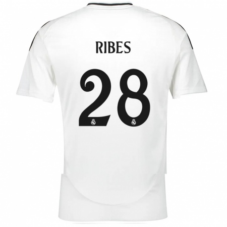 Kandiny Gyermek Kike Ribes #28 Fehér Hazai Jersey 2024/25 Mez Póló Ing