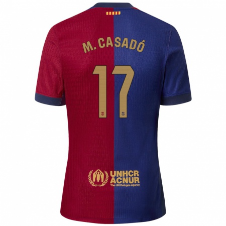 Kandiny Gyermek Marc Casadó #17 Kék Piros Hazai Jersey 2024/25 Mez Póló Ing