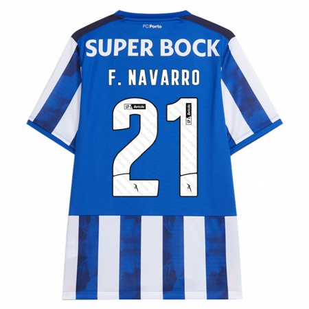 Kandiny Gyermek Fran Navarro #21 Kék Fehér Hazai Jersey 2024/25 Mez Póló Ing