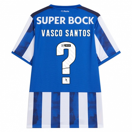 Kandiny Gyermek Vasco Santos #0 Kék Fehér Hazai Jersey 2024/25 Mez Póló Ing