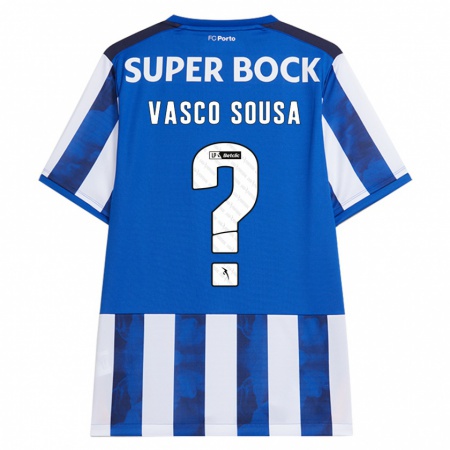 Kandiny Gyermek Vasco Sousa #0 Kék Fehér Hazai Jersey 2024/25 Mez Póló Ing