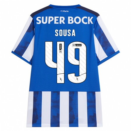 Kandiny Gyermek Gonçalo Sousa #49 Kék Fehér Hazai Jersey 2024/25 Mez Póló Ing