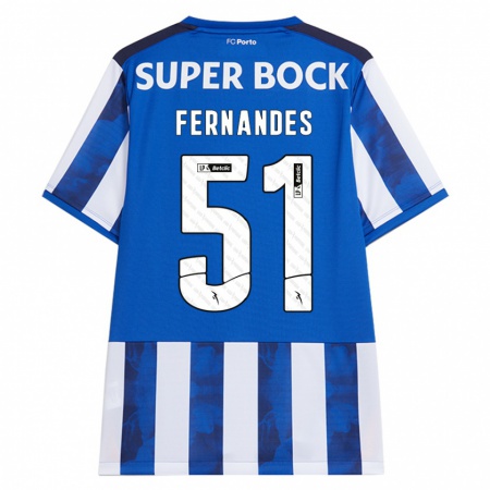 Kandiny Gyermek Diogo Fernandes #51 Kék Fehér Hazai Jersey 2024/25 Mez Póló Ing