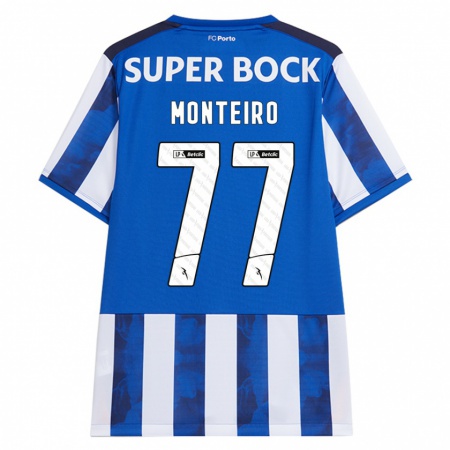 Kandiny Gyermek Rui Monteiro #77 Kék Fehér Hazai Jersey 2024/25 Mez Póló Ing