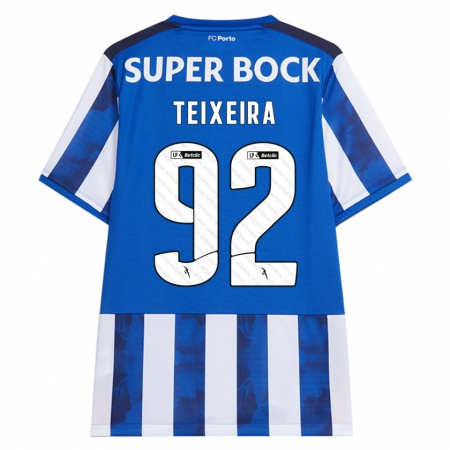 Kandiny Gyermek João Teixeira #92 Kék Fehér Hazai Jersey 2024/25 Mez Póló Ing