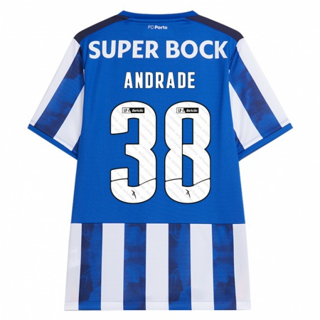 Kandiny Gyermek Fernando Andrade #38 Kék Fehér Hazai Jersey 2024/25 Mez Póló Ing