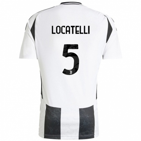 Kandiny Gyermek Manuel Locatelli #5 Fehér Fekete Hazai Jersey 2024/25 Mez Póló Ing