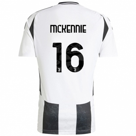 Kandiny Gyermek Weston Mckennie #16 Fehér Fekete Hazai Jersey 2024/25 Mez Póló Ing