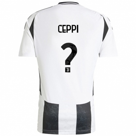 Kandiny Gyermek Paolo Ceppi #0 Fehér Fekete Hazai Jersey 2024/25 Mez Póló Ing