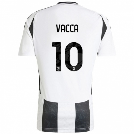 Kandiny Gyermek Alessio Vacca #10 Fehér Fekete Hazai Jersey 2024/25 Mez Póló Ing