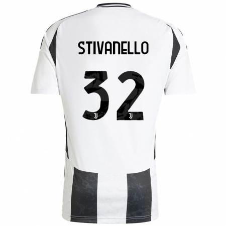 Kandiny Gyermek Riccardo Stivanello #32 Fehér Fekete Hazai Jersey 2024/25 Mez Póló Ing