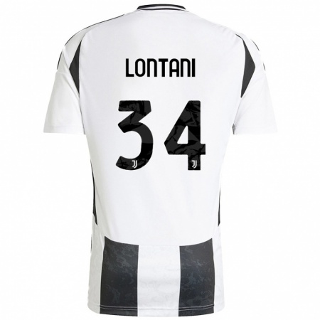 Kandiny Gyermek Matteo Lontani #34 Fehér Fekete Hazai Jersey 2024/25 Mez Póló Ing