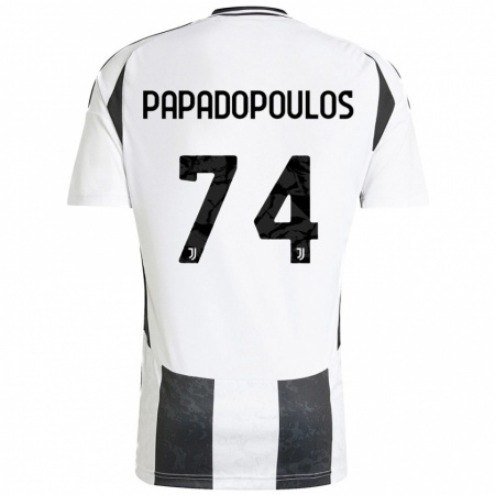 Kandiny Gyermek Christos Papadopoulos #74 Fehér Fekete Hazai Jersey 2024/25 Mez Póló Ing