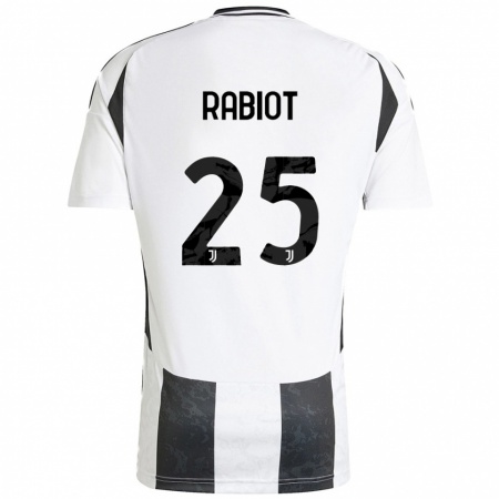 Kandiny Gyermek Adrien Rabiot #25 Fehér Fekete Hazai Jersey 2024/25 Mez Póló Ing