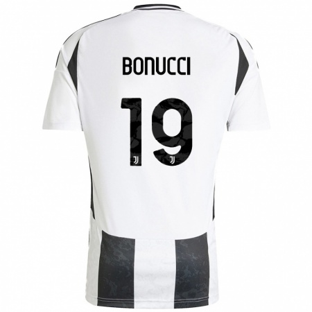 Kandiny Gyermek Leonardo Bonucci #19 Fehér Fekete Hazai Jersey 2024/25 Mez Póló Ing