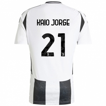 Kandiny Gyermek Kaio Jorge #21 Fehér Fekete Hazai Jersey 2024/25 Mez Póló Ing