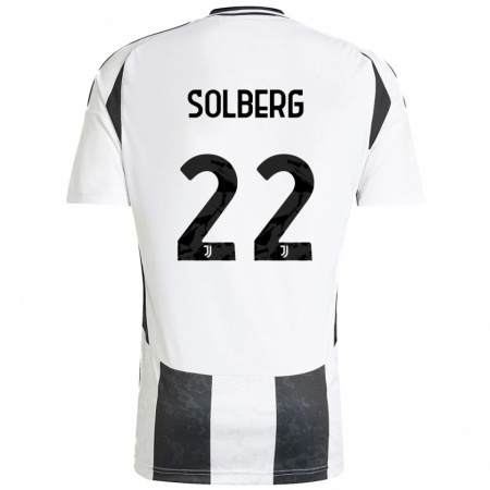 Kandiny Gyermek Elias Solberg #22 Fehér Fekete Hazai Jersey 2024/25 Mez Póló Ing