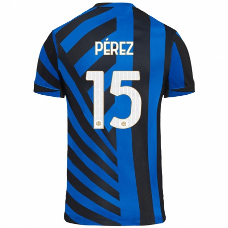 Kandiny Gyermek Álex Pérez #15 Kék Fekete Hazai Jersey 2024/25 Mez Póló Ing