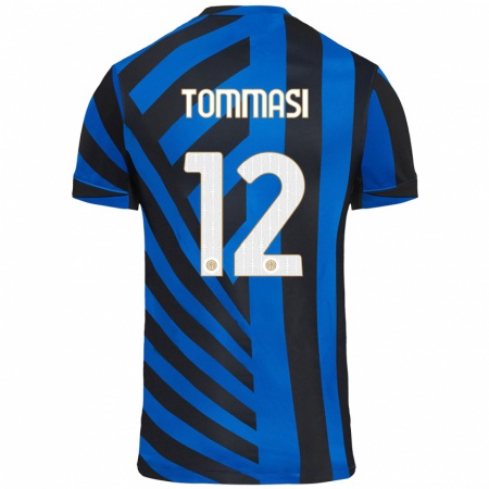 Kandiny Gyermek Francesco Tommasi #12 Kék Fekete Hazai Jersey 2024/25 Mez Póló Ing