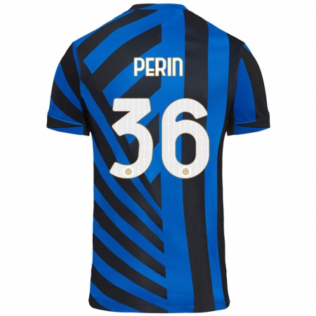 Kandiny Gyermek Nicolo Perin #36 Kék Fekete Hazai Jersey 2024/25 Mez Póló Ing