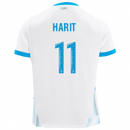 Kandiny Gyermek Amine Harit #11 Fehér Ég Kék Hazai Jersey 2024/25 Mez Póló Ing