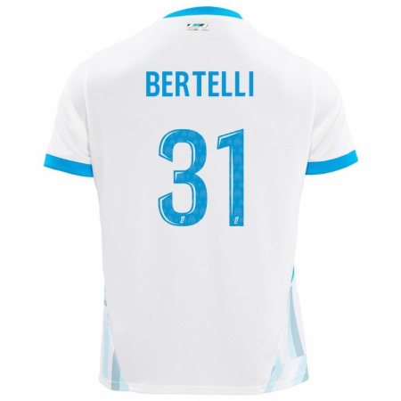 Kandiny Gyermek Ugo Bertelli #31 Fehér Ég Kék Hazai Jersey 2024/25 Mez Póló Ing