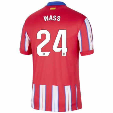 Kandiny Gyermek Daniel Wass #24 Piros Fehér Kék Hazai Jersey 2024/25 Mez Póló Ing