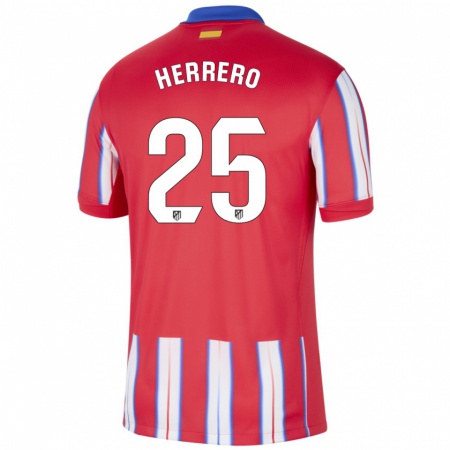 Kandiny Gyermek Alex Herrero #25 Piros Fehér Kék Hazai Jersey 2024/25 Mez Póló Ing