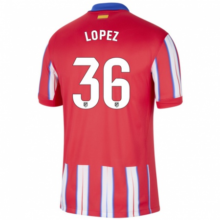 Kandiny Gyermek David Lopez #36 Piros Fehér Kék Hazai Jersey 2024/25 Mez Póló Ing