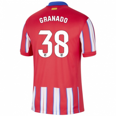 Kandiny Gyermek Adrian Granado #38 Piros Fehér Kék Hazai Jersey 2024/25 Mez Póló Ing