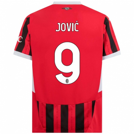 Kandiny Gyermek Luka Jović #9 Piros Fekete Hazai Jersey 2024/25 Mez Póló Ing