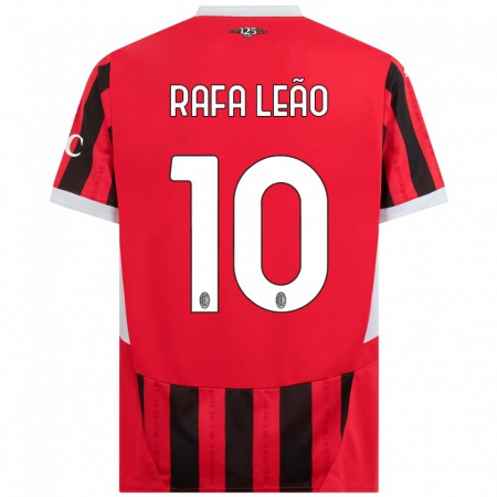 Kandiny Gyermek Rafael Leão #10 Piros Fekete Hazai Jersey 2024/25 Mez Póló Ing