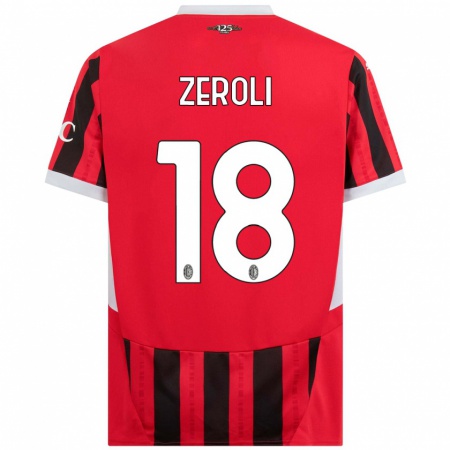 Kandiny Gyermek Kevin Zeroli #18 Piros Fekete Hazai Jersey 2024/25 Mez Póló Ing