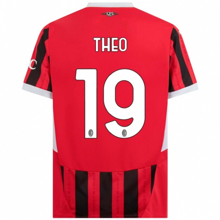 Kandiny Gyermek Theo Hernández #19 Piros Fekete Hazai Jersey 2024/25 Mez Póló Ing