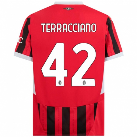 Kandiny Gyermek Filippo Terracciano #42 Piros Fekete Hazai Jersey 2024/25 Mez Póló Ing