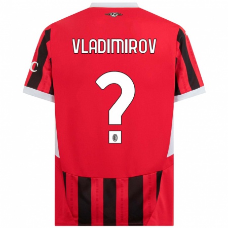 Kandiny Gyermek Valeri Vladimirov #0 Piros Fekete Hazai Jersey 2024/25 Mez Póló Ing