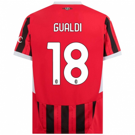 Kandiny Gyermek Andrea Gualdi #18 Piros Fekete Hazai Jersey 2024/25 Mez Póló Ing