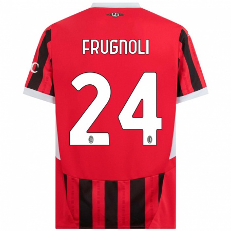 Kandiny Gyermek Leonardo Frugnoli #24 Piros Fekete Hazai Jersey 2024/25 Mez Póló Ing