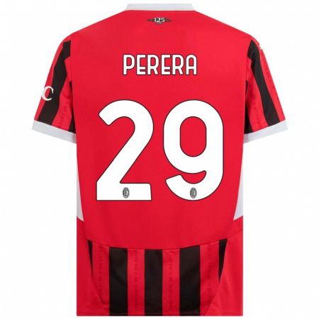 Kandiny Gyermek Nirash Perera #29 Piros Fekete Hazai Jersey 2024/25 Mez Póló Ing