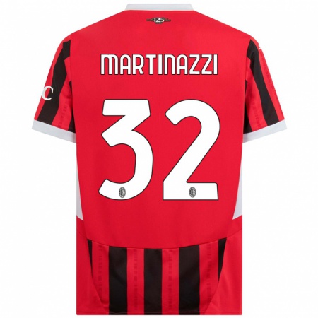 Kandiny Gyermek Luca Martinazzi #32 Piros Fekete Hazai Jersey 2024/25 Mez Póló Ing