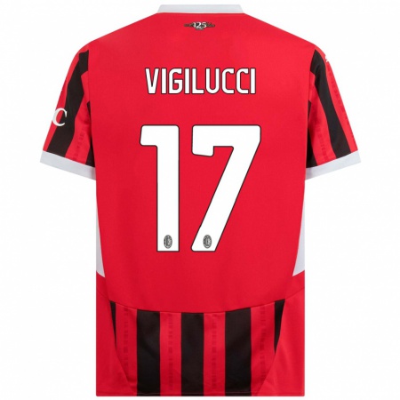 Kandiny Gyermek Valery Vigilucci #17 Piros Fekete Hazai Jersey 2024/25 Mez Póló Ing