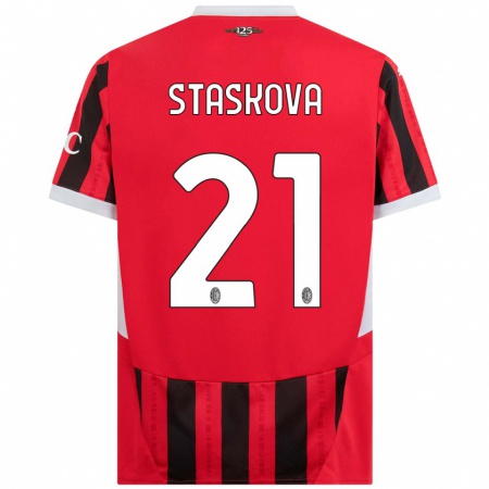 Kandiny Gyermek Andrea Stašková #21 Piros Fekete Hazai Jersey 2024/25 Mez Póló Ing